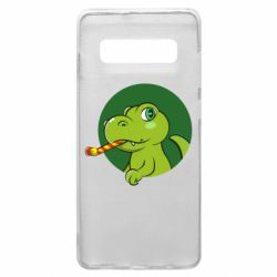 Чехол для Samsung S10+ Праздничный динозавр - PrintSalon