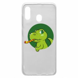 Чехол для Samsung A20 Праздничный динозавр - PrintSalon