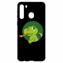 Чехол для Samsung A21 Праздничный динозавр
