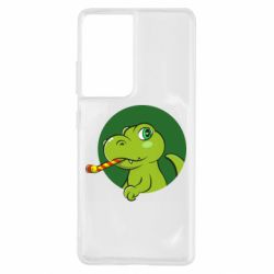 Чехол для Samsung S21 Ultra Праздничный динозавр - PrintSalon