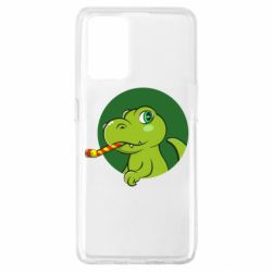 Чехол для Oppo A74 4G Праздничный динозавр - PrintSalon