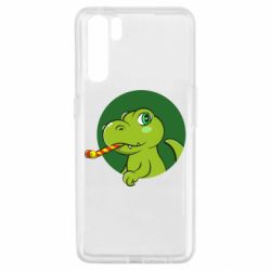 Чехол для Oppo A91/Reno3 Праздничный динозавр - PrintSalon