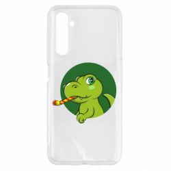 Чехол для Realme 6 Праздничный динозавр - PrintSalon