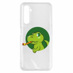 Чехол для Realme 6 Pro Праздничный динозавр - PrintSalon