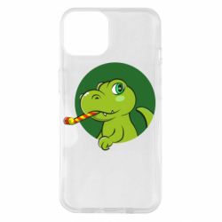 Чехол для iPhone 14 Праздничный динозавр - PrintSalon