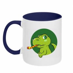 Чашка двокольорова Святковий динозавр