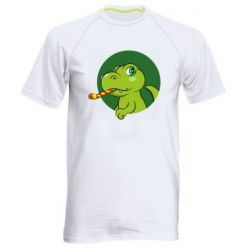 Мужская футболка для спорта Праздничный динозавр - PrintSalon