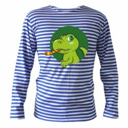 Тельняшка с длинным рукавом Праздничный динозавр - PrintSalon