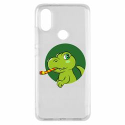 Чехол для Xiaomi Mi A2 Праздничный динозавр - PrintSalon