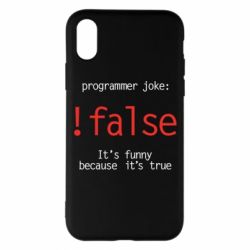 Чехол для iPhone X/Xs Programmer joke: !false - PrintSalon