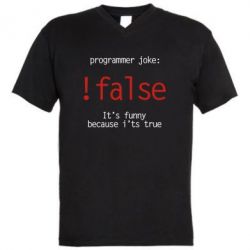 Мужская футболка  с V-образным вырезом Programmer joke: !false - PrintSalon
