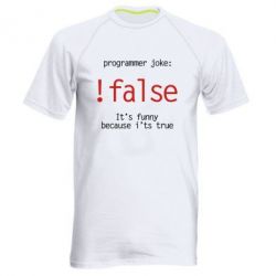 Мужская футболка для спорта Programmer joke: !false - PrintSalon
