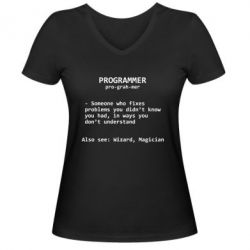 Жіноча футболка з V-подібним вирізом Programmer - PrintSalon