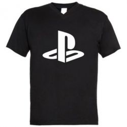 Мужская футболка  с V-образным вырезом PS Logo - PrintSalon