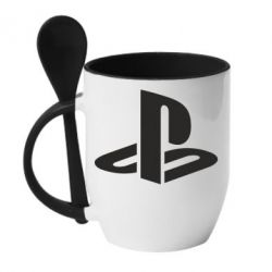 Чашка с ложкой PS Logo - PrintSalon