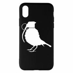 Чехол для iPhone X/Xs Птичка с гранатой - PrintSalon