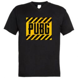 Мужская футболка  с V-образным вырезом PUBG and stripes - PrintSalon