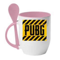 Чашка с ложкой PUBG and stripes - PrintSalon