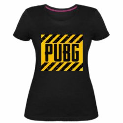 Женская премиум футболка PUBG and stripes - PrintSalon