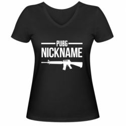 Женская футболка с V-образным вырезом Pubg automat - PrintSalon