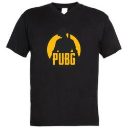 Мужская футболка  с V-образным вырезом PUBG logo and game hero - PrintSalon
