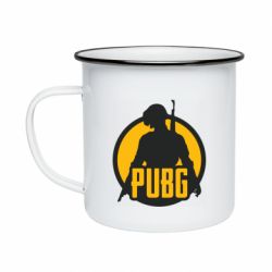 Кружка эмалированная PUBG logo and game hero