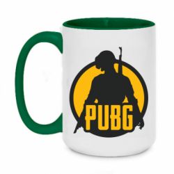 Чашка двухцветная 420ml PUBG logo and game hero - PrintSalon