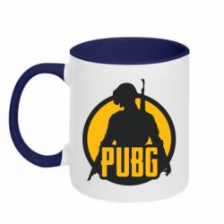 Чашка двухцветная 320ml PUBG logo and game hero - PrintSalon