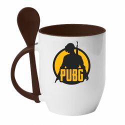 Чашка с ложкой PUBG logo and game hero - PrintSalon