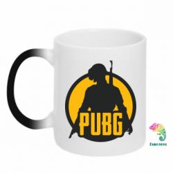 Чашка-хамелеон PUBG logo and game hero - PrintSalon