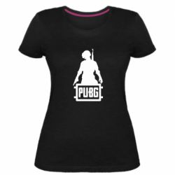 Женская премиум футболка PUBG logo and hero - PrintSalon