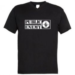 Мужская футболка с V-образным вырезом Public Enemy-PrintSalon Мужская футболка с V-образным вырезом Public Enemy