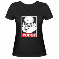 Женская футболка с V-образным вырезом Pudge Obey
