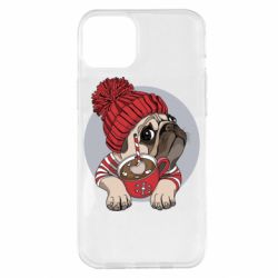 Чехол для iPhone 14 Plus Pug And Coffee - PrintSalon