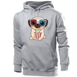Мужское худи Pug at the cinema - PrintSalon