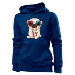 Женское худи Pug at the cinema - PrintSalon