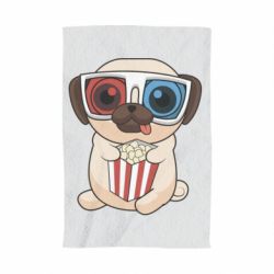 Полотенце с принтом Pug at the cinema - PrintSalon