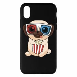 Чехол для iPhone X/Xs Pug at the cinema - PrintSalon