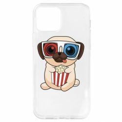 Чехол для iPhone 12 Pro Pug at the cinema