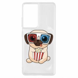 Чехол для Samsung S21 Ultra Pug at the cinema