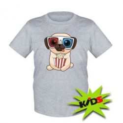 Детская футболка Pug at the cinema