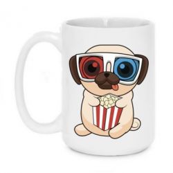 Чашка 420ml Pug at the cinema - PrintSalon