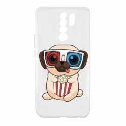 Чехол для Xiaomi Redmi 9 Pug at the cinema