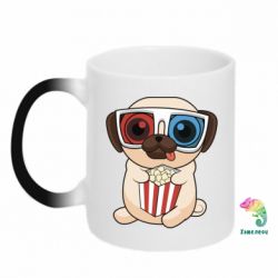 Чашка-хамелеон Pug at the cinema - PrintSalon