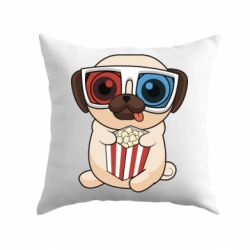 Подушка Pug at the cinema - PrintSalon