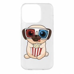 Чехол для iPhone 14 Pro Pug at the cinema - PrintSalon