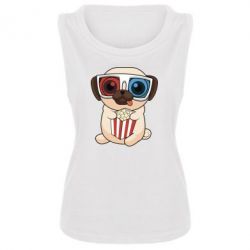 Женская майка Pug at the cinema - PrintSalon