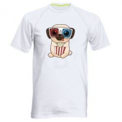 Мужская футболка для спорта Pug at the cinema - PrintSalon