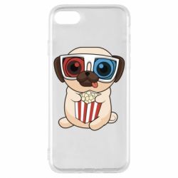Чехол для iPhone 7 Pug at the cinema - PrintSalon