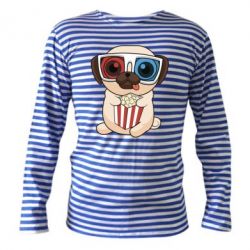 Тельняшка с длинным рукавом Pug at the cinema - PrintSalon